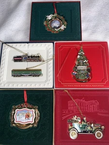 5 WHITE HOUSE HISTORICAL ASSOCIATION CHRISTMAS ORNAMENTS 2011-2015 Double Sided - Picture 1 of 16