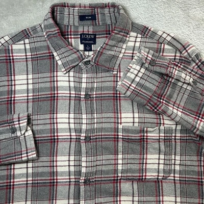 J Crew Flannel Shirt Mens Large Plaid Slim Fit Button Down Outdoor Hiking Fall - Image 1 of 4