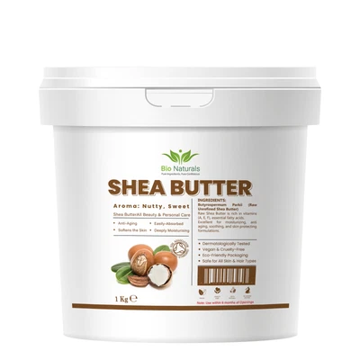 BIONATURALS Pure Organic Shea Butter Natural Moisturiser for Skin & Hair - 1 KG & 500gram UK