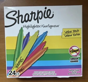 Sharpie Stick Highlighter Chisel Tip Assorted 24/Pack  (1761791) Smear Guard New - Picture 1 of 5