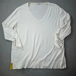 Boden Creme V-Ausschnitt Pullover Strickpullover Damen X-Large Gold Ärmel Knöpfe - Bild 1 von 11