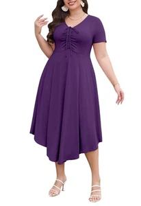 Keluummi Plus Size Summer Maxi Dresses for Curvy Women Casual V Neck A Line T... - Picture 1 of 8