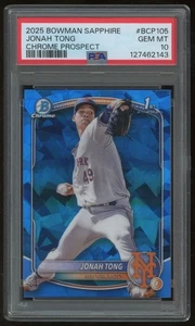 JONAH TONG 2025 BOWMAN CROMO #BCP-105 REFRACTOR ZAFIRO PSA 10 - Imagen 1 de 2