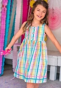 New NWT Wildflowers Girls Rainbow Plaid Pockets Dress 8 - Picture 1 of 10