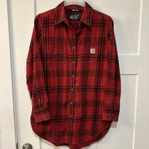 Camicia donna M Carhartt robusta flessibile vestibilità rilassata manica lunga quadri flanella - Foto 1 di 7