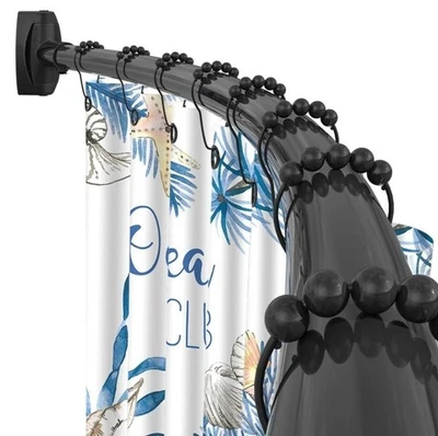 Barra de cortina de ducha curva YNL 35-82 pulgadas (2,9-6,8 pies), negra mate redondeada a prueba de óxido Foto 1 de 2