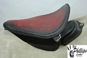 2000-2013 Rich Phillips Leather Red Harley Softail Motorcycle Seat Mounting - Picture 1 of 1