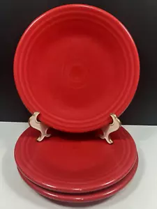 Juego de 3 PLATOS DE ALMUERZO Fiesta Rojo Escarlata Fiestware HLC 9" Sin Plomo Usado - Imagen 1 de 7