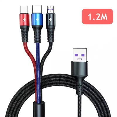 5A 3 in 1 Super Fast Charger Charging Cable USB C Cord Multi for Android Phone - Image 1 of 4