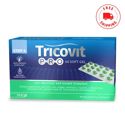 Tricovit PRO Hair Nutrition and Growth Stimulant for Hair Health - 60 Soft Gels - Image 1 of 3