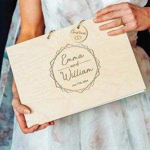 Geometric Wedding Guest Book, Modern and Timeless design. - Picture 1 of 14