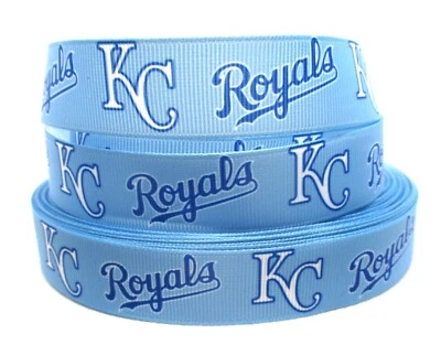 Kansas City Royals Baseball 7/8" Grosgrain Ribbon~YOUR CHOICE 5 or 10 Yard (MLB) - Image 1 of 3