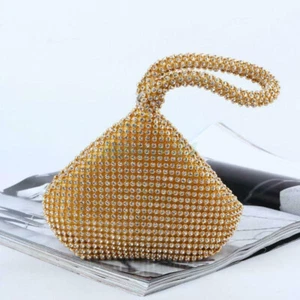 Women's Triangle Glitter Handbag Purse Clutch Evening Luxury Bags Party Prom NEW - Picture 1 of 14