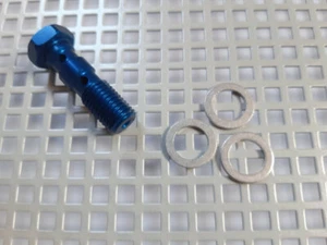Hohlschraube, doppelt, Stahlflex, M10x1,25 Honda,Kawasaki,Yamaha,Alu Blau - Bild 1 von 1
