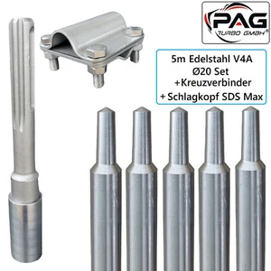 4VA Edelstahl Ø20 Tiefenerder Erder optional Blitzschutz Material Klemmen Halter - Bild 1 von 52