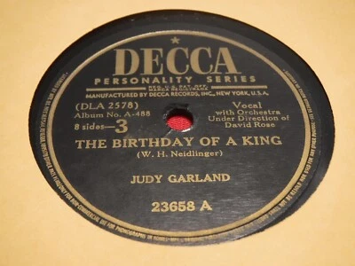 Джуди Гарленд 78 об/мин Birthday Of a King Star Of The East Decca 23658 Christmas - Изображение 1 из 4