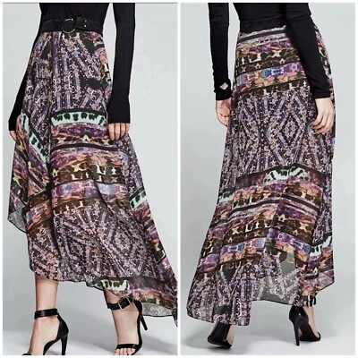 Maxi falda de gasa Marciano Guess estampado mixto talla grande L bohemio capricho Foto 1 de 4