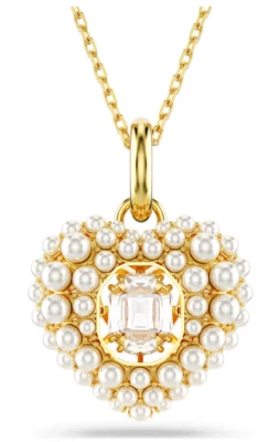 Swarovski 5680399 Pendente Hyperbola Cuore Bianco Placcato Oro - Immagine 1 di 2