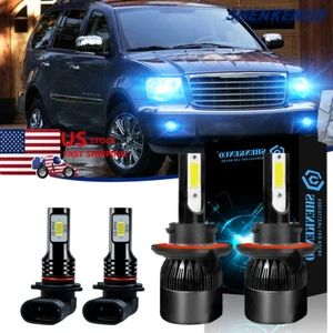 For 2007-2009 Chrysler Aspen Blue 9008 LED Headlamp Bulbs + 9145 Fog Light Bulb - Picture 1 of 12