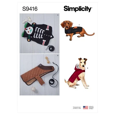Simplicity 9416 S-L EASY Dog Coats w/ Hood Option Lined Pet Cat Jacket Pattern - Image 1 of 4
