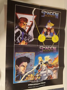 ARMAGEDDON PRESS SHADOW AGENTS COMIC BOOK STORE FOLDED RETAIL PROMO POSTER - Picture 1 of 1