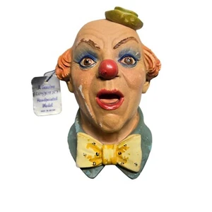 Vintage Chalkware Hand painted Clown Bust Wall Decor Made in Britain Clown #3 - Picture 1 of 11