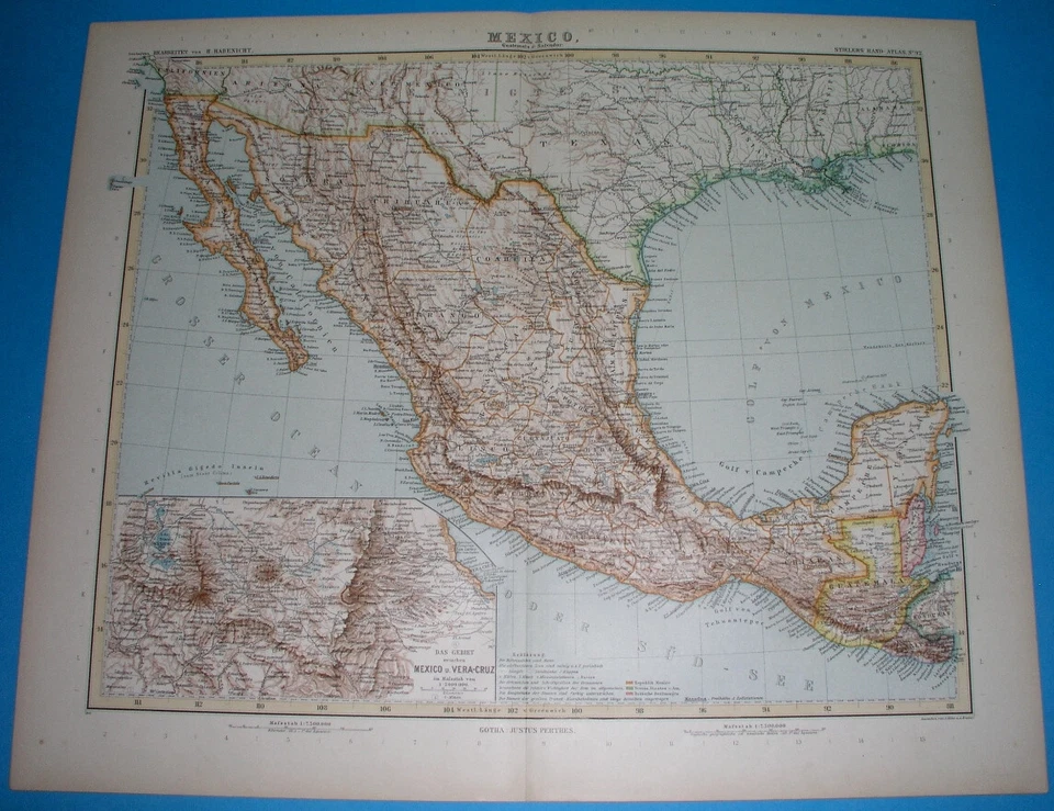 1901 ORIGINAL MAP TEXAS HOUSTON DALLAS GALVESTON NEW MEXICO CALIFORNIA BELIZE - Image 1 of 4