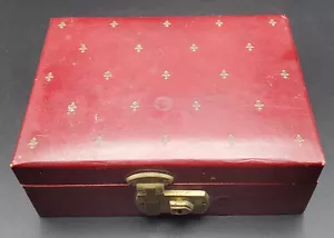 Scatola portagioie vintage Maroon Mele metà secolo serratura in ottone (senza chiave) - Foto 1 di 4