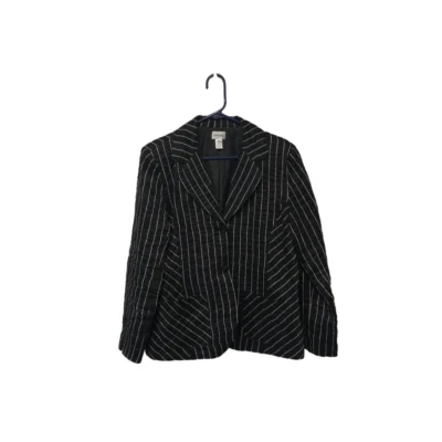 Blazer Chico’s Negro Rayas Mezcla Lino Talla 2 (L) Foto 1 de 4