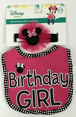 JUEGO DE 2 PIEZAS BABERO Y ENVOLTURA PARA LA CABEZA DE MINNIE MOUSE DISNEY BABERO NIÑA 0-12 MOS. Foto 1 de 4