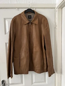 HUGO BOSS Men’s Brown Suede Leather Jacket Size XXL - Picture 1 of 14