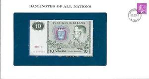 Banknotes of All Nations Sweden 10 Kronor 1979 serie T P-52d UNC BIRTHDAY 1948 - Picture 1 of 3