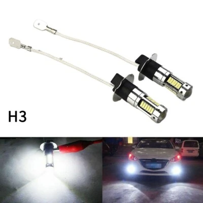 Pair H3 LED Fog Light Bulbs Conversion Kit Super Bright Canbus 6000K White 100W - Image 1 of 4