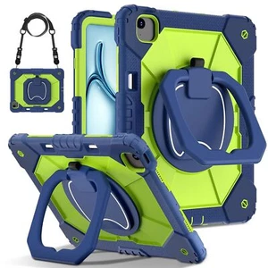 Pour Apple iPad Air 13 2025 / 2024 Hybride 360 Degrés Housse Bandoulière Vert - Photo 1/8