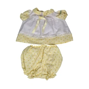 1980s Cabbage Patch Preemie Doll Outfit Yellow Rosebud Dress Bloomers Coleco 8D - Bild 1 von 10