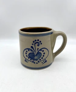 Taza vintage 1995 BBP Beaumont Brothers cerámica gres gris marrón corazón azul - Imagen 1 de 6