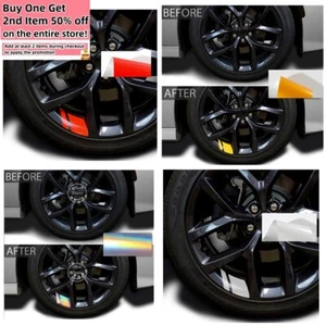 Set of 6 : Universal Reflective Car Wheel Rim Decal Auto Truck SUV Vinyl Sticker - Picture 1 of 14