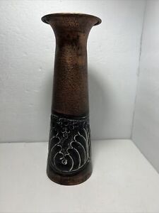 elegant Expressions Med Embossed Fluted Iron Vase 12 Inches X4 Inches