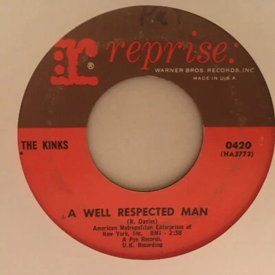 THE  KINKS     7"  VINYL  SINGLE ,    A WELL RESPECTED  MAN / SUCH  A  SHAME - Image 1 of 2