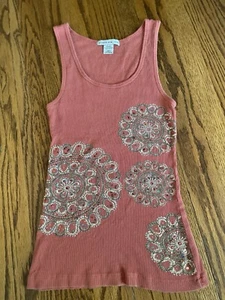 Vintage Y2k 90s Ribbed Tank Top Fairy Grunge Boho Bling Baby Tee Womens Small XS - Picture 1 of 8