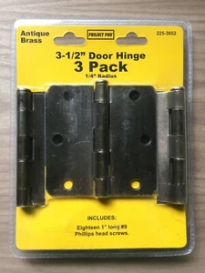 3-1/2" Türscharnier - 3er Pack - Antik Messing - Project Pro - 1/4 Radius - 225-3852 - Bild 1 von 2