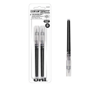 Uniball Vision Elite Tintenroller, schwarzer Stift Nachfüllpackung mit 2er Pack, fette Stifte mit - Bild 1 von 8