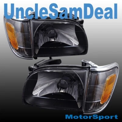 ДЛЯ 01-04 TOYOTA TACOMA OE ВИД ЧЕРНЫЙ КОРПУС ПРОЗРАЧНЫЕ ФАРЫ УГОЛ 4 ШТУКИ - Изображение 1 из 2