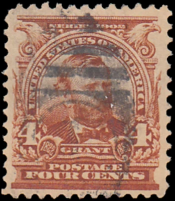 Марка США NO303 — 1903 4 ЦЕНТА Улисс С. Грант, серия 1902–03 гг., EzGrade™ очень хорошее состояние, б/у - Изображение 1 из 3