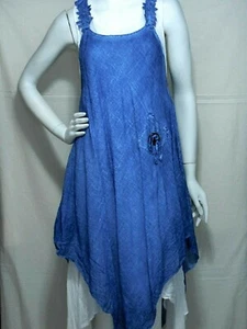 I.T. MODA PAÑUELO INFERIOR GASA ALGODÓN VESTIDO SM/MED DENIM AZUL - Imagen 1 de 3