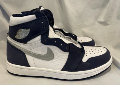 Jordan 1 Retro Alto OG CO JP Hombres 5.5 Blanco Metálico Plateado Azul Marino DC1788 100 Foto 1 de 4