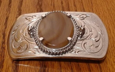 Hebilla de cinturón estilo occidental vintage con piedra de ágata Foto 1 de 4