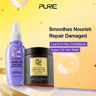 Mascarilla de tratamiento capilar PURC 250 g aceite de argán Marruecos + acondicionador capilar sin enjuague 55 ml Foto 1 de 4