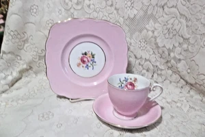 ROYAL GRAFTON TEA CUP, SAUCER & DESSERT PLATE PINK & FLORAL BONE CHINA - Picture 1 of 3