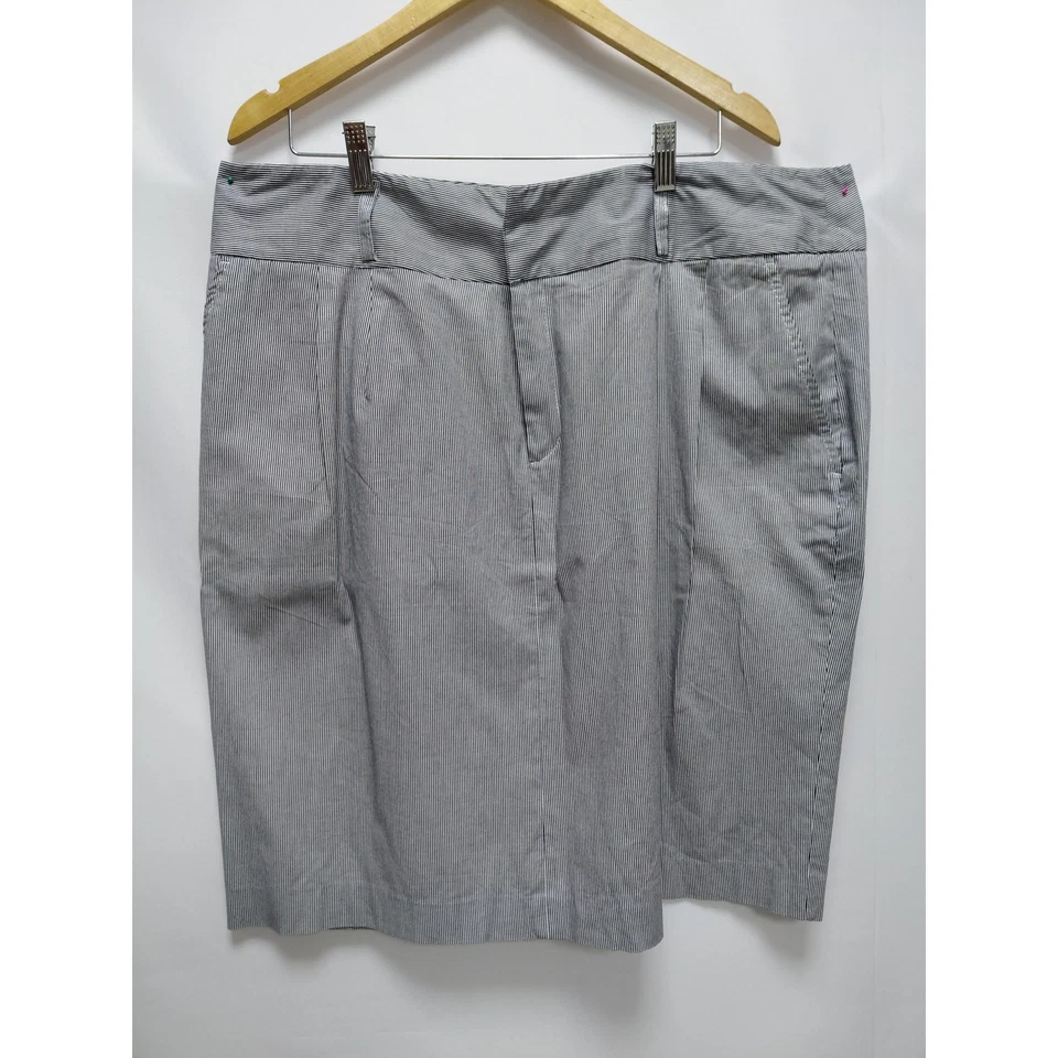 Saia feminina listrada de algodão stretch cinza listra branca tamanho 18W Rafaella - Imagem 1 de 4